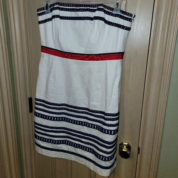 Vineyard Vines Misses sz 12 Strapless nautical white dress - Picture 8 of 9